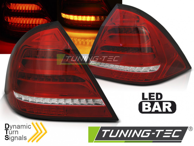 LED Lightbar Design Rückleuchten für Mercedes Benz C-Klasse W203 04-07 Limousine Rot/Weiß Dynamische Blinker